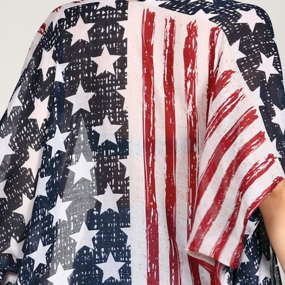 NEW American Flag Short Sleeve Kimono Wrap - Picture 8 of 12